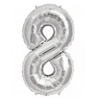 Rakam Balon Gümüş 8