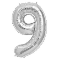 Rakam Balon Gümüş 9